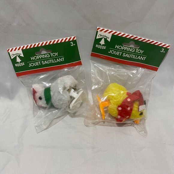 Christmas House Hopping Chick and Bunny Toys Wind Up Multicolor Ages 3 And Up - Picture 2 of 7
